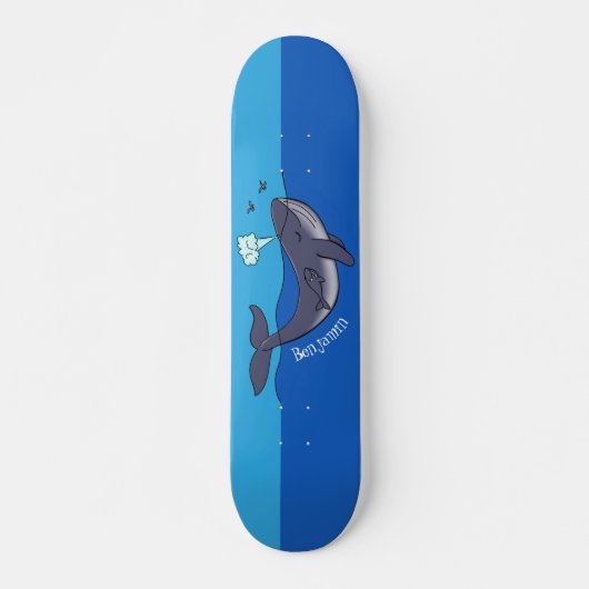 Kute walvis en kalveren cartoon persoonlijk skateboard (Voorkant)