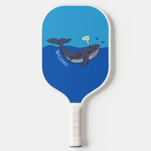 Kute walvis en kalveren cartoon pickleball paddle
