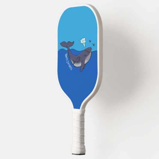 Kute walvis en kalveren cartoon pickleball paddle (Links)