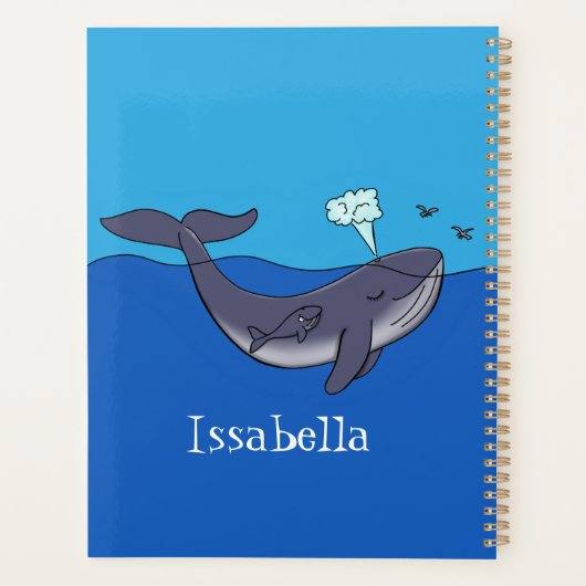Kute walvis en kalveren cartoon planner (Achterkant)