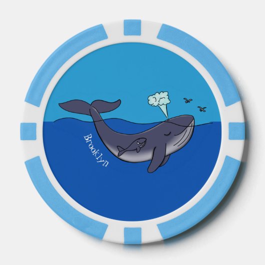 Kute walvis en kalveren cartoon poker chips (Voorkant)