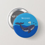 Kute walvis en kalveren cartoon ronde button 5,7 cm (Voorkant /achterkant)