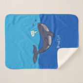 Kute walvis en kalveren cartoon sherpa deken (Voorkant (horizontaal))