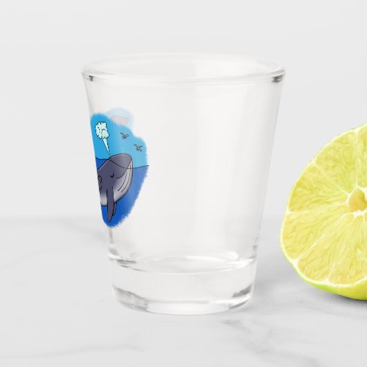 Kute walvis en kalveren cartoon shot glas (Rechts)
