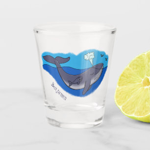 Kute walvis en kalveren cartoon shot glas