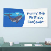 Kute walvis en kalveren cartoon spandoek (Beurs)