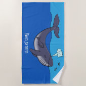 Kute walvis en kalveren cartoon strandlaken (Voorkant)