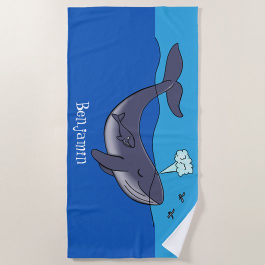 Kute walvis en kalveren cartoon strandlaken (Voorkant)
