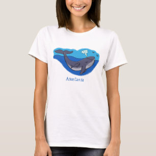 Kute walvis en kalveren cartoon t-shirt
