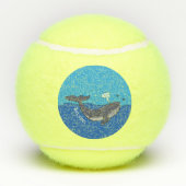 Kute walvis en kalveren cartoon tennisballen (Achterkant)