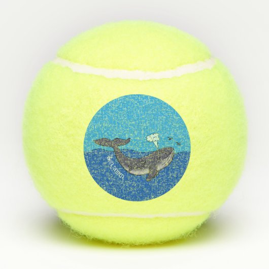 Kute walvis en kalveren cartoon tennisballen (Achterkant)