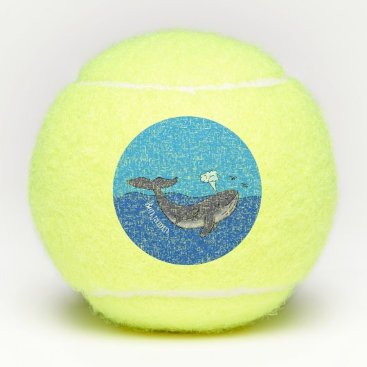 Kute walvis en kalveren cartoon tennisballen (Voorkant)