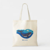 Kute walvis en kalveren cartoon tote bag (Achterkant)
