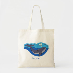 Kute walvis en kalveren cartoon tote bag