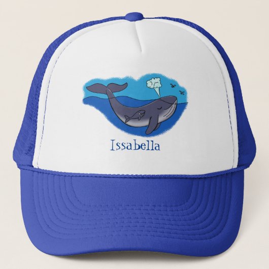 Kute walvis en kalveren cartoon trucker pet (Voorkant)