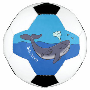 Kute walvis en kalveren cartoon voetbal