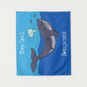 Kute walvis en kalveren cartoon wandkleed (Voorkant)