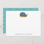 Kute walvis in Blue Personalized Stationery Bedankkaart (Voorkant / Achterkant)