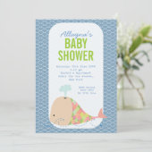 Kute walvis krachtens het Baby shower van de Zee P Kaart (Staand voorkant)