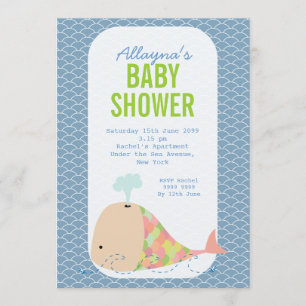 Kute walvis krachtens het Baby shower van de Zee P Kaart