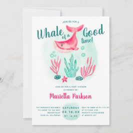 Kute walvis onder baby shower waterverf zee kaart