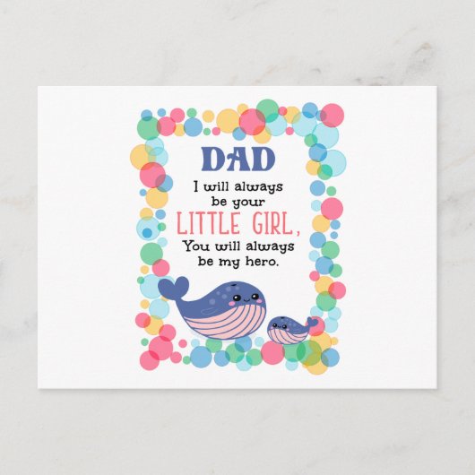 Kute walvis papa Ik zal altijd je kleine meisje zi Briefkaart (Voorkant)