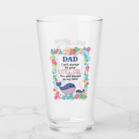 Kute walvis papa Ik zal altijd je kleine meisje zi Glas (Achterkant)