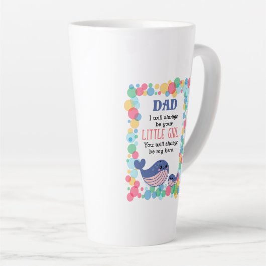 Kute walvis papa Ik zal altijd je kleine meisje zi Latte Mok (Rechterhoek)