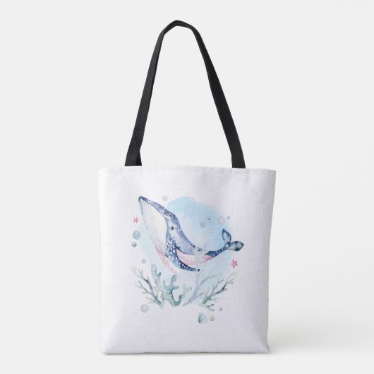 Kute walvissen en koraalsamenstelling 2 canvas tas (Achterkant)