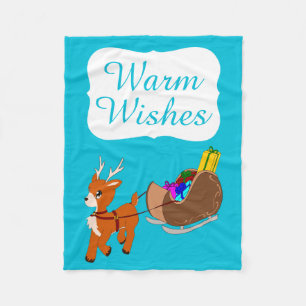 Kute Warm Wishes Reindekerst Fleece Blanket