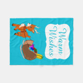 Kute Warm Wishes Reindekerst Fleece Blanket Deken (Voorkant (Horizontaal))