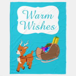 Kute Warm Wishes Reindekerst Fleece Blanket Deken