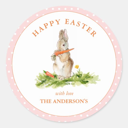 Kute watercolorPaasbunny Classic Round Sticker (Voorkant)