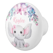Kute Waterverf Baby lephant voor meisje Keramische Knop (Rechts)