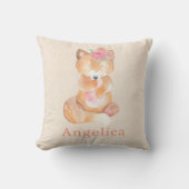 Kute Waterverf Baby vos met bloemen Kussen (Voorkant)