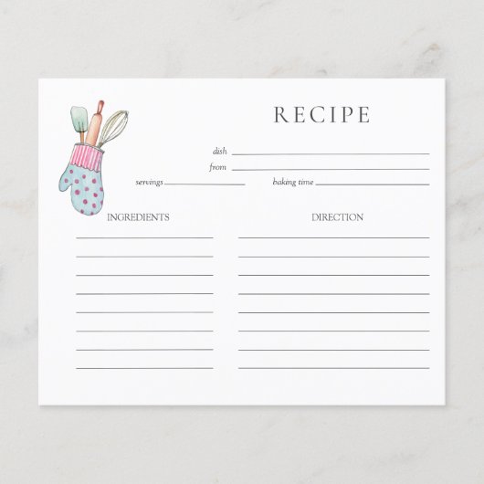 Kute waterverf baking Recipcard (Voorkant)