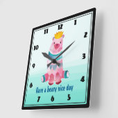 Kute Waterverf Beer heeft een mooie dag Vierkante Klok (Hoek)