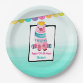 Kute Waterverf Beer met een kroondag Papieren Bordje (Voorkant)