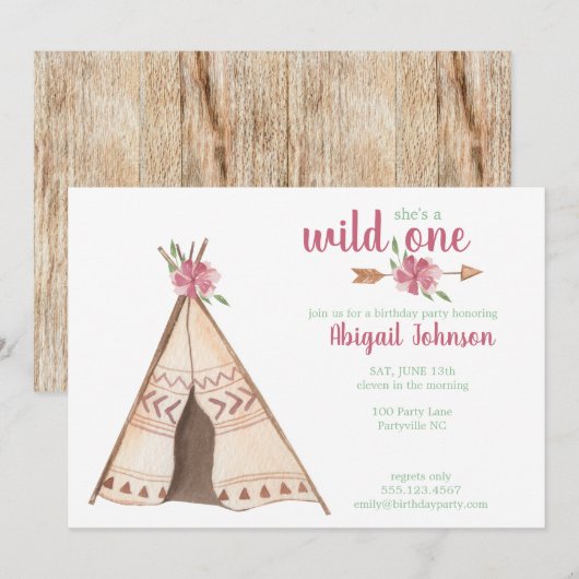 Kute Waterverf Camping Wild Een eerste verjaardag Kaart (Voorkant / Achterkant)