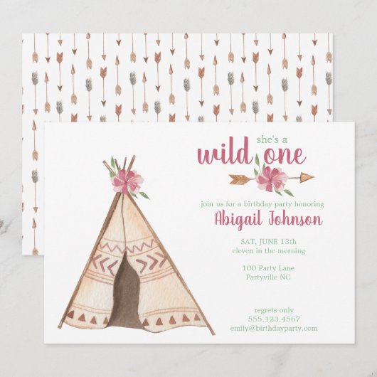 Kute Waterverf Camping Wild Een eerste verjaardag Kaart (Voorkant / Achterkant)