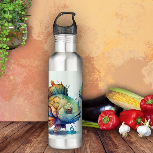 Kute Waterverf Colorful Fishing Water Bottle Waterfles