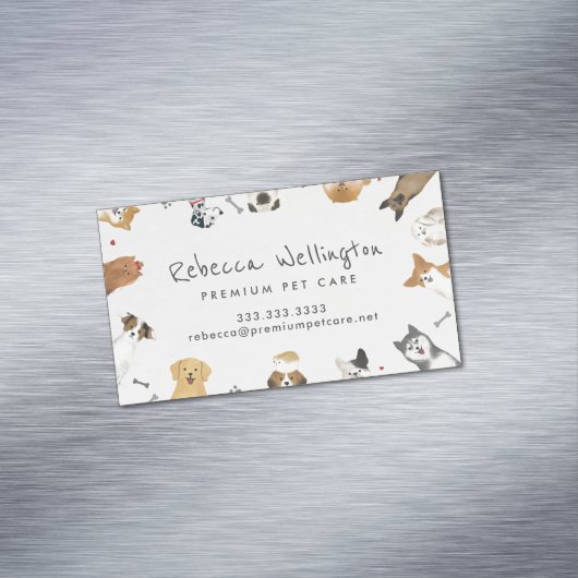 Kute Waterverf Dieren Gezelschapsdieren Diepte Ste Magnetisch Visitekaartje (Voorbeeld)