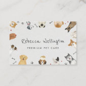 Kute Waterverf Dieren Gezelschapsdieren Diepte Ste Visitekaartje (Voorkant)