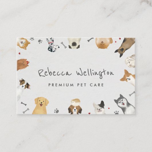 Kute Waterverf Dieren Gezelschapsdieren Diepte Ste Visitekaartje (Voorkant)