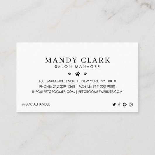 Kute Waterverf Dogs Pet Care Grooming & Salon Visitekaartje (Achterkant)