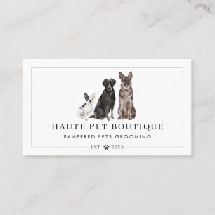 Kute Waterverf Dogs Pet Care Grooming & Salon Visitekaartje