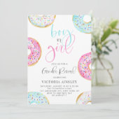 Kute Waterverf Donuts Gender Reopenbaart Baby show Kaart (Staand voorkant)