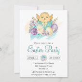 Kute Waterverf Floral Chick in Easter Party Kaart (Voorkant)