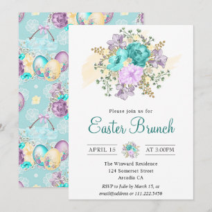 Kute Waterverf Floral Chick in Egg Easter Brunch Kaart
