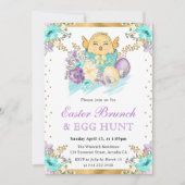 Kute Waterverf Floral Chick in Egg Easter Brunch Kaart (Voorkant)